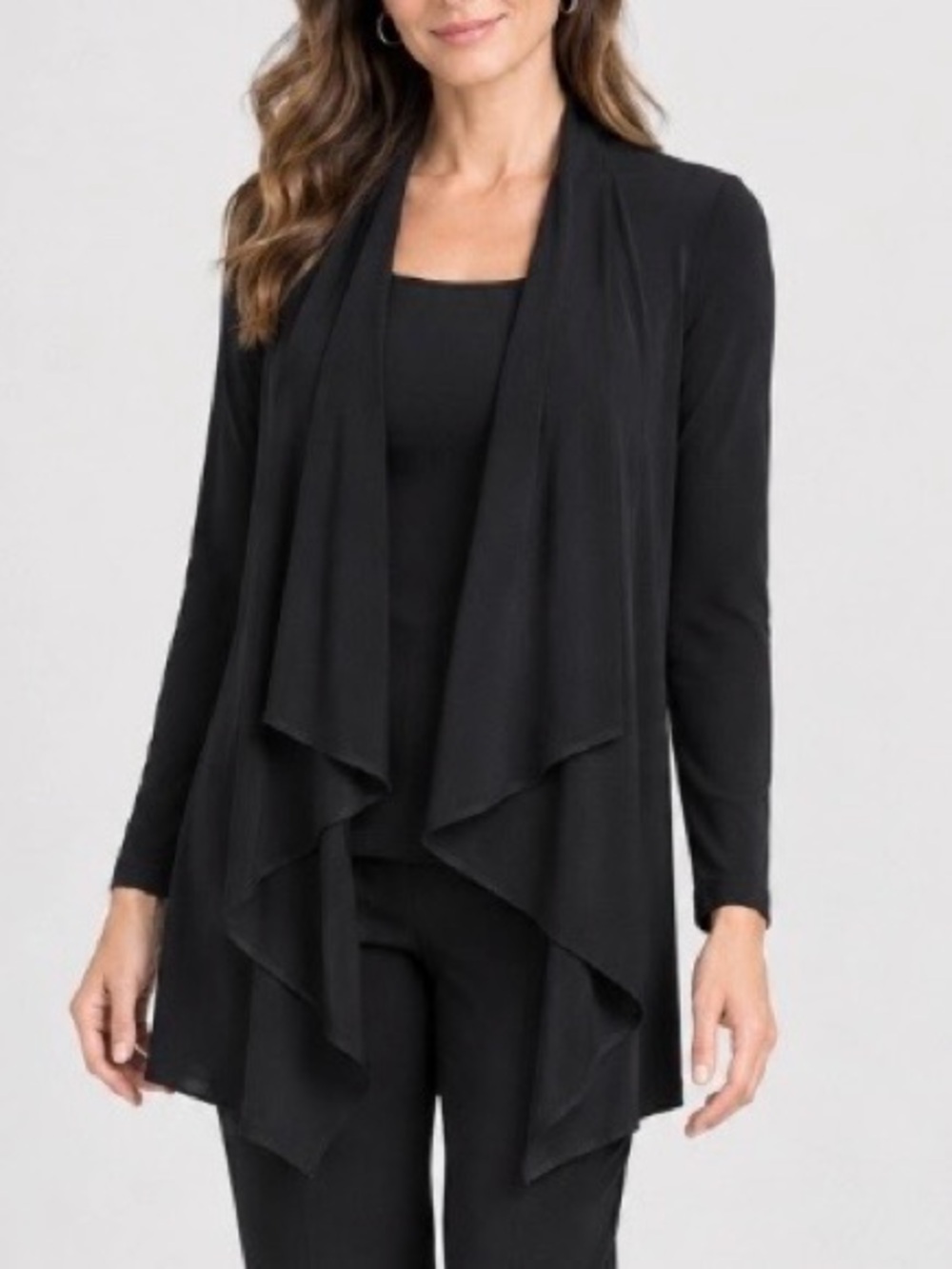 Joseph Ribkoff Open Front Draped Layered
Waterfall Cardigan Black Size 10